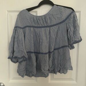 Max Studio White and Blue Striped Blouse